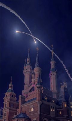 迪士尼城堡背景图夜晚烟花高清壁纸 第2张
